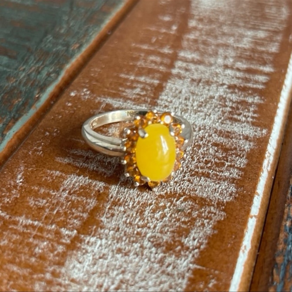 Vintage Jade & Citrine Ring